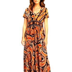 HydePark XL Women's Short Sleeve Orange Maxi BOHO Sun Dress Miss Size 16 18